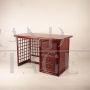 Vintage desk designed by Italo Gasparucci in burgundy-stained rattan and leather, 1970s