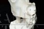 Antique French Napoleon III sculpture in alabaster depicting a woman with flowers