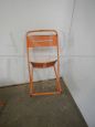 Set of 4 orange iron folding garden chairs, 1970s