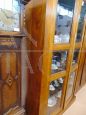 Vintage display cabinet glass cupboard in oak, with beveled glasses