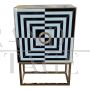 Optical design bar cabinet sideboard in black and white glass