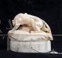 Antique Napoleon III sculpture lamp with panther in flowered alabaster