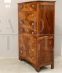 Antique Empire tallboy chest of drawers in walnut from the 19th century