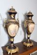 Pair of large Sèvres porcelain cassolette vases with bronzes, 20th century