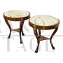 Pair of French antique style coffee tables with marble top, late 1900s