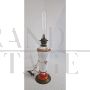 Antique electrified oil lamp in bronze and painted glass