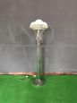 Chrome floor lamp with glass lampshade