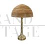 Pair of table lamps in polished brass and bamboo