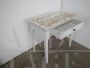 Vintage white wooden small table with drawer