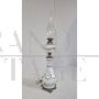 Vintage electrified oil table lamp in bronze and glass