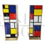 Pair of Mondrian style glass design columns