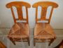 Set of 4 antique style honey walnut chairs with straw seat