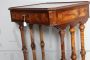 Antique Louis Philippe sewing table or bedside table in inlaid walnut