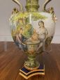 Antique large decorated Ginori vase with subject the Samaritan woman at the well