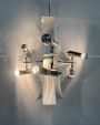 Chandelier attr. Reggiani in white steel with directional spotlights