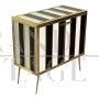 Sideboard with black and white glass stripes