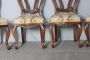 Set of 4 antique Louis Philippe chairs in walnut with carved backrest, Italy 1850s