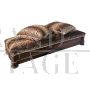 Antique French upholstered bench with two cushions, 19th century