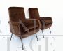 Pair of armchairs by Marco Zanuso from the 1950s in brown velvet