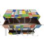 Multicolored glass chest of drawers with 4 drawers