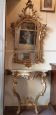 Antique console with gilded and carved mirror, Italy late 19th century                            