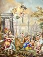 Capodimonte porcelain plaque with neoclassical scene and architecture, Naples 19th century