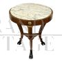 Pair of French antique style coffee tables with marble top, late 1900s