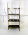 Mid-century modern design bookcase in brass and black glass, 1970s