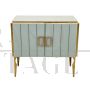 Sideboard in white Murano glass and brass, 1980s