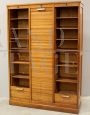 Large vintage oak roller shutter filing cabinet