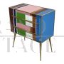 Dresser with two drawers in multicolored Murano glass