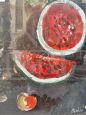 Still Life with Watermelon - Oil painting on canvas by Gastone Breddo, Italy 1970s