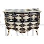 Baroque style chest of drawers with black and white diamonds