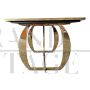 Golden design table with colored Murano glass top