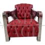 Pair of Aviator armchairs in red leather