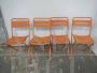 Set of 4 orange iron garden chairs, 1970s      