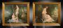 Pair of antique French oil paintings on canvas depicting Nymphs