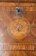 Antique Louis XVI dresser with drop-down top, in walnut with inlays