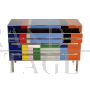 Vintage design chest of drawers in multicolored glass with 3 drawers, 1980s