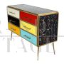 Vintage style 6 drawer dresser in multicolor glass