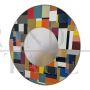 Round mirror in multicolored glass