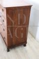 Antique 19th century chest of drawers in walnut feather with small inlays