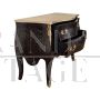 Baroque style dresser in black lacquered wood with golden top