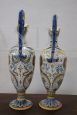 Pair of antique amphorae in Deruta artistic ceramic