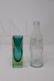 Small 1970s vase in aqua green and yellow submerged Murano glass