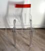 Set of 4 transparent and red Hi-Cut chairs by Philippe Starck for Kartell