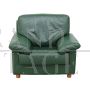 Vintage style armchair in green leather