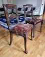 Pair of late 19th century chairs with velvet seat