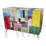 Dresser covered in multicolored Murano glass with 4 drawers