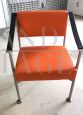 Vintage design armchair in steel and orange skai, 1970s